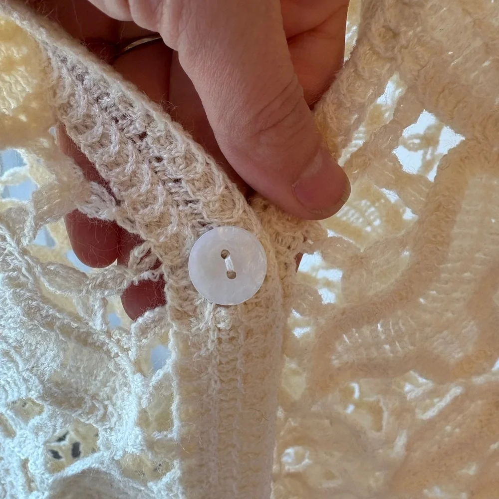 Y2K Fairy Floral Long Crochet Cardigan Vest | Small - Picture 6 of 8
